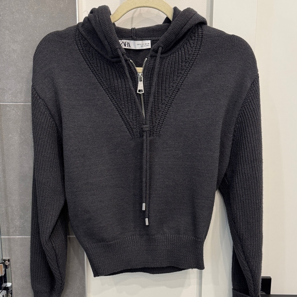 Zara Women's Charcoal Cowl Neck Sweater